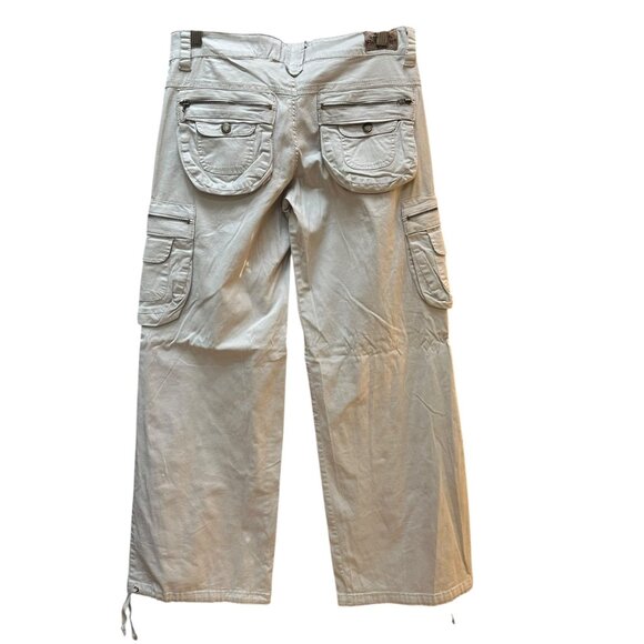 Vintage Paris Blues Cargo Pants Beige Wide Leg Drawstring Hem Lagenlook Size 5 - Picture 4 of 8